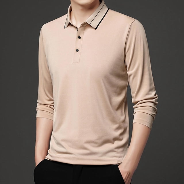 Blusa y camisa de manga larga con cuello vuelto para hombre, pijama deportivo para el hogar, camiseta de color liso, blusa deportiva de poliéster para hombre