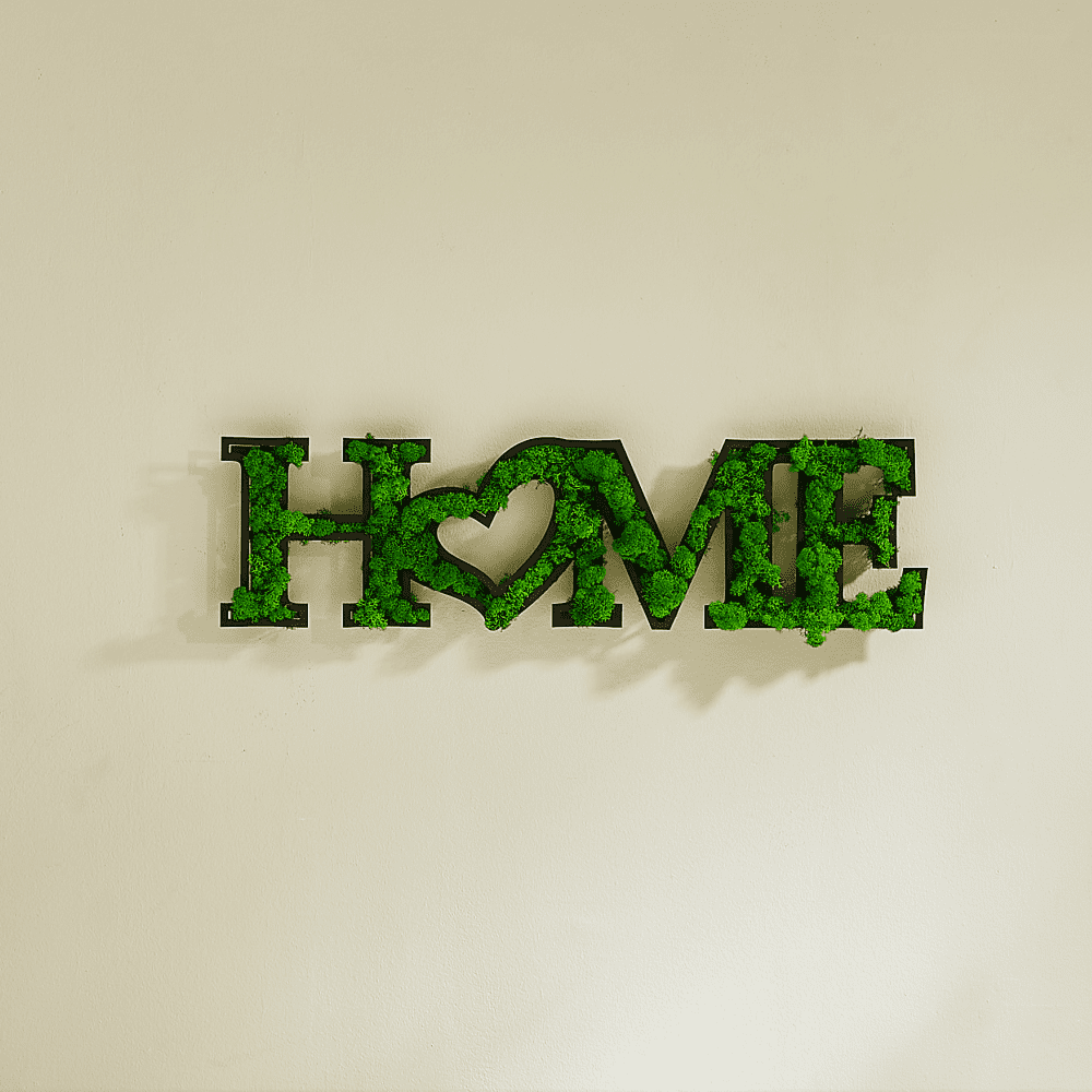 "HOME" Letter Art Moss Wall Decor Heartfelt Greenery