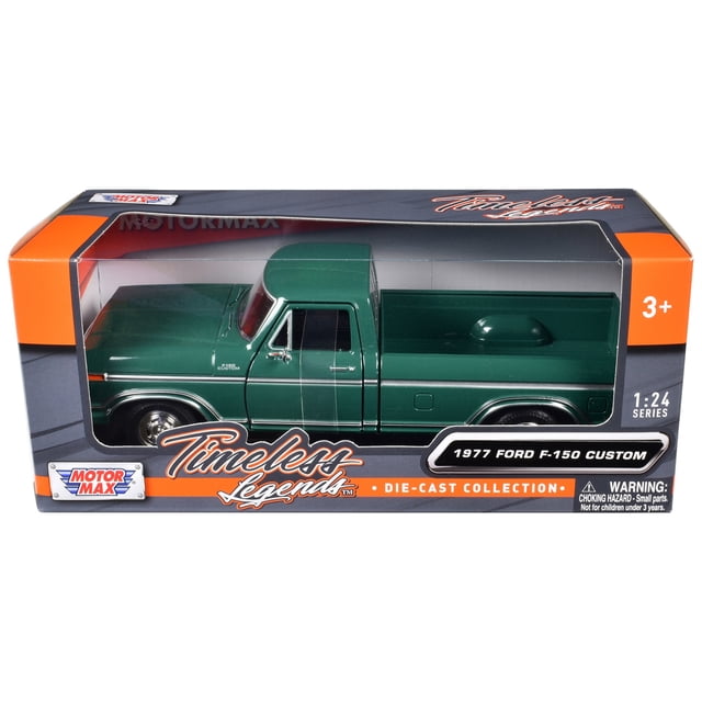 1977 Ford F-150 Camionnette Personnalisée Verte "Timeless Legends" Série 1/24 Modèle Réduit en Métal par Motormax