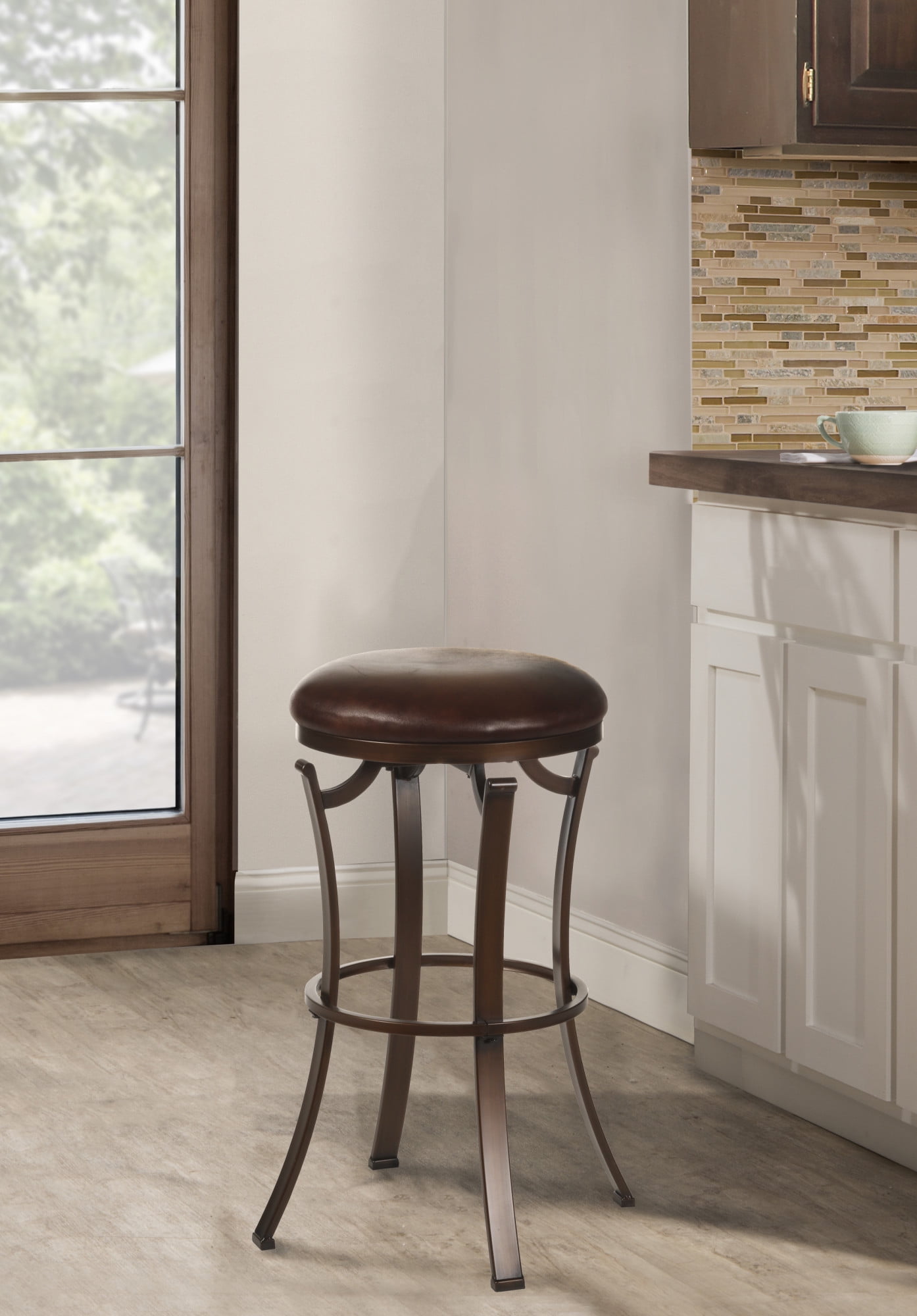Hillsdale Furniture Kelford Metal Backless Counter Height Swivel Stool, Antique Bronze with 