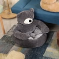 thumbnail image 4 of Cama Semicerrada para Mascotas Billuyoard Sofá Oso Abrazo Tela Suave Resistente al Agua y Antideslizante Gris S, 4 of 6