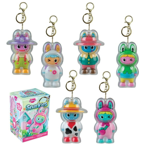 ORB Snarkies Cuties Keychain Charms Assorted Blind Box 3 Pack - 3 Individual Snarkies Bubble Keychain Toys - Collectible Themed Animal Figure Charms for Backpacks, Keys, Wristlets, Handbags and More