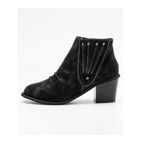 

Ritualay Womens Stacked Block Heel Ankle Booties Zip-Up Casual Boots Black 8.5