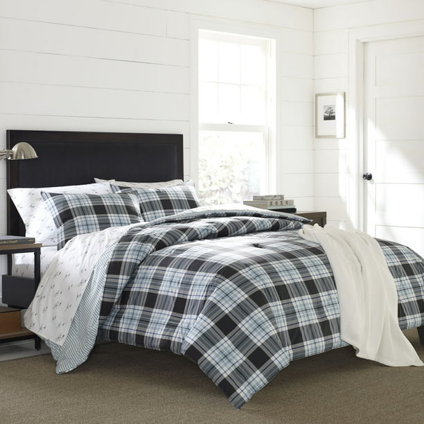 Eddie Bauer Lewis Plaid Navy Comforter Set, Full/Queen