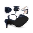 thumbnail image 4 of BLISSFUL STEP Flower Open Toe Ankle Strap Slingback Stiletto Heel Sandals for Women Dark Blue 6, 4 of 7