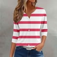thumbnail image 2 of yunLCZ Basic Women's Tees Clearance Womens Summer Tops Fashion 2025 V Neck Print Shirts Casual Button Down 3/4 Lenght Sleeve Blouses workout form-fitting T-shirts women, 2 of 5