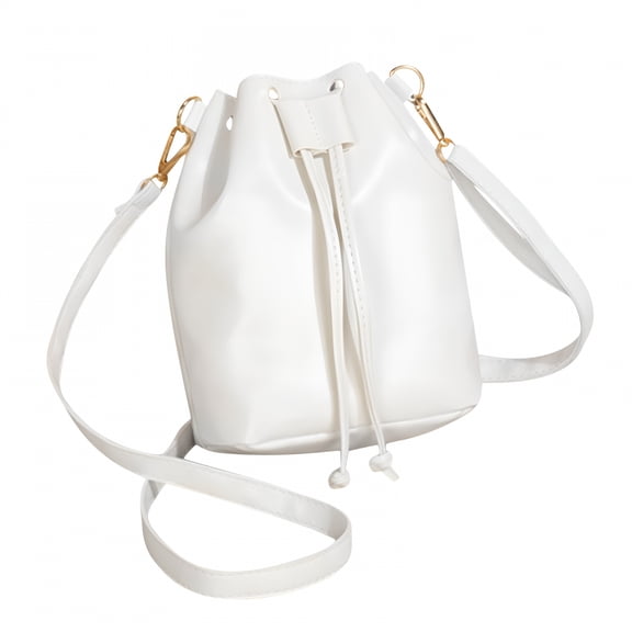 GASTROPOD Drawstring Crossbody Bag Large Capacity Organizer Bag,Women'S Shoulder Bag,Pu Leather Crossbody Bag Drawstring Handbag Purse White