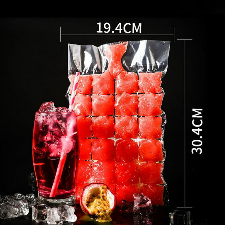  Disposable Ice Cube Bags,Stackable Easy Release Ice Cube Mold  Trays, Self-Seal Freezing Maker,Cold Ice Pack Cooler Bag for Cocktail Food  Wine,2400 Ice Cubes, 100 Bags: Home & Kitchen