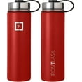 thumbnail image 3 of IRON °FLASK Camping & Hiking Hydration Flask, Wide Mouth, 3 Straw Lids, Stainless Steel Outdoor Water Bottle, Double Walled, Insulated Thermos, Metal Canteen - Fire Red, 22 Oz, 3 of 5