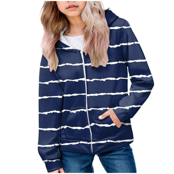 KPOPLK Boys Camo Print Hoodies Soft Full Zipper Hooded Sweatshirt(5-6 Years,Navy)