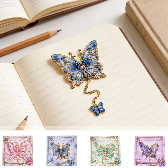 YYV Metal Butterfly Bookmark with Chain Hollow Filigree Vintage-Inspired Decorative Book Mark Elegant Gift for Book Lovers Readers Writers Teens Women Collectible