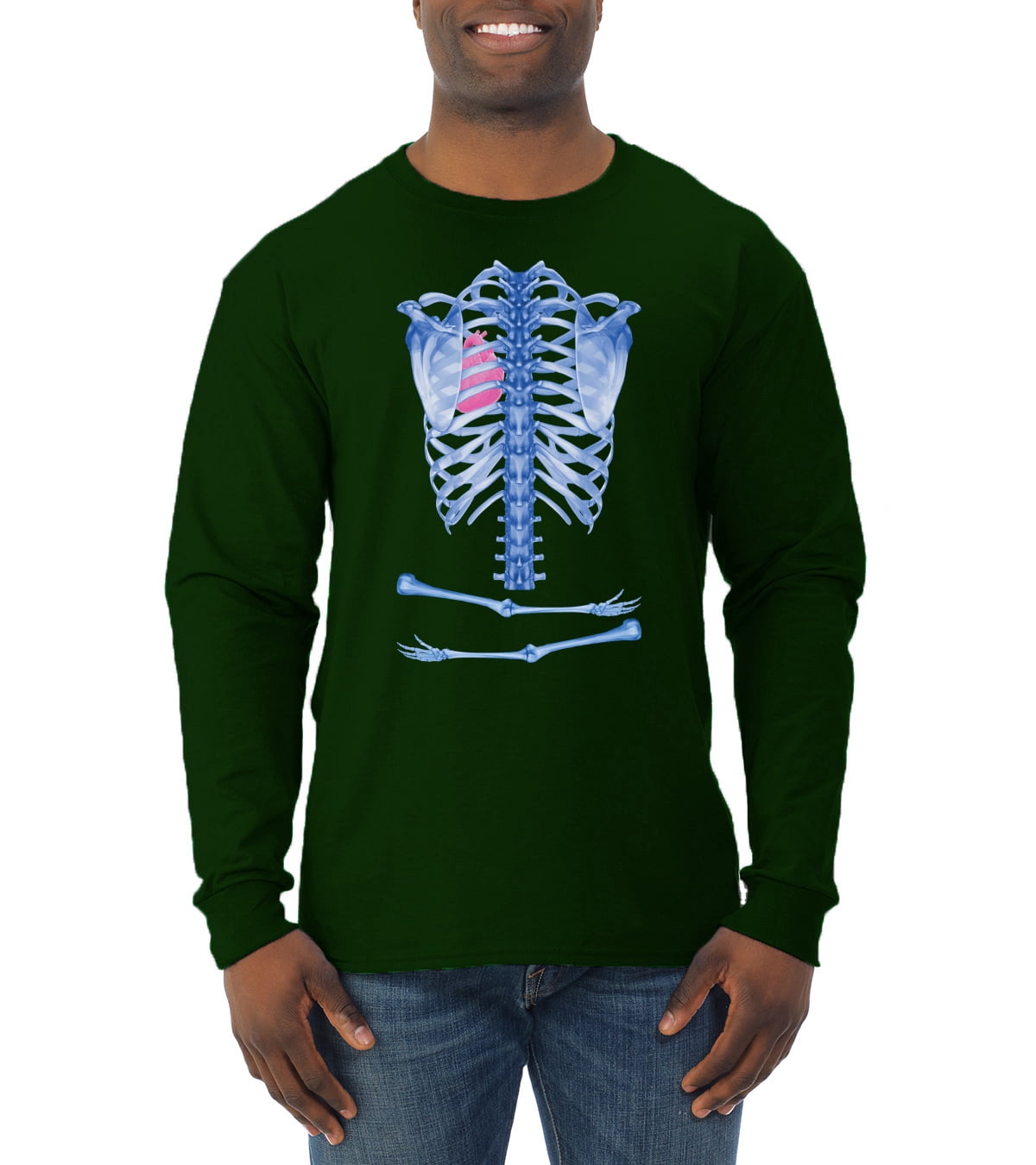 Blue Skeleton Bones Halloween Mens Long 