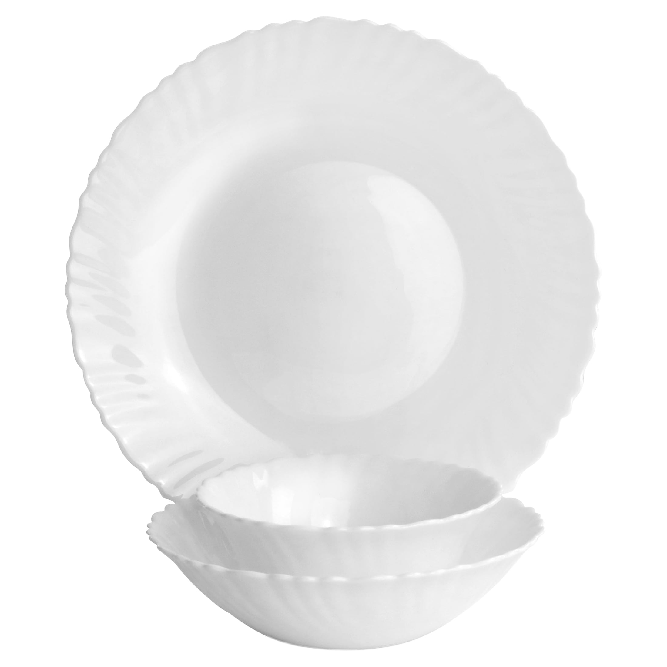 Gibson Ultra Radley 12 Piece Tempered Opal Glass Dinnerware Set in White