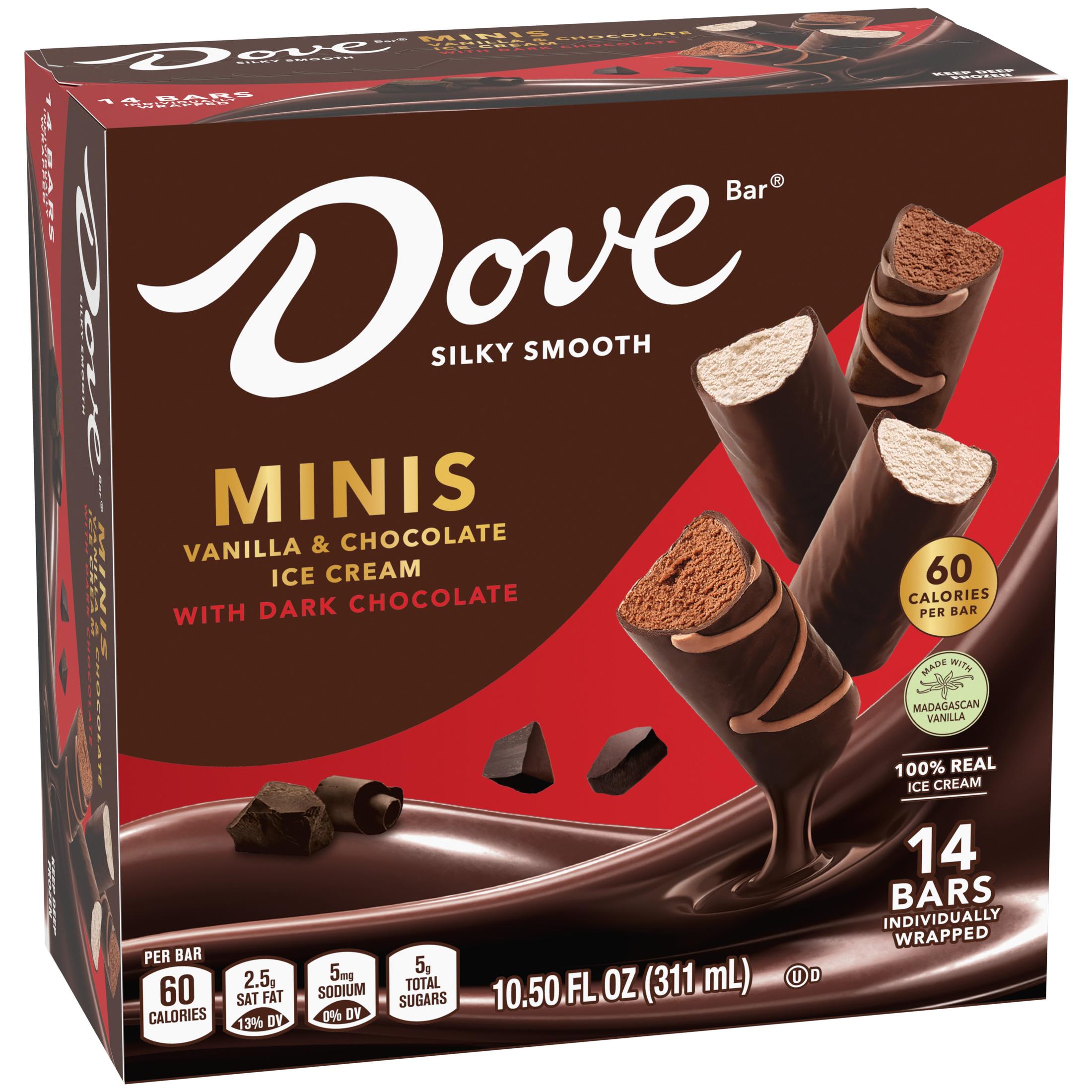Dove Minis Vanilla and Chocolate with Dark Chocolate Ice Cream Bars, 0. ...