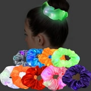 9 Pcs LED Light Hair Scrunchies for Women Girls, Light Up Satin Elastic Bands Hair Tie Ropes