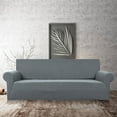 thumbnail image 4 of Stretch Sofa Slipcover 1-Piece Sofa Cover Furniture Protector Couch Soft with Elastic Bottom for Kids, Polyester Spandex Jacquard Fabric Small Checks with 1 Pillowcase(1 Seater, Light Gray), 4 of 11