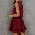 thumbnail image 3 of JGGSPWM Women's Sleeveless Drawstring V Neck Tiered Mini Dress Dresses Wine L, 3 of 3