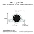 thumbnail image 5 of Classic Lab Grown Black Diamond Ring with Diamond Halo for Women (8 mm), 18K White Gold, US 8.00, 5 of 8