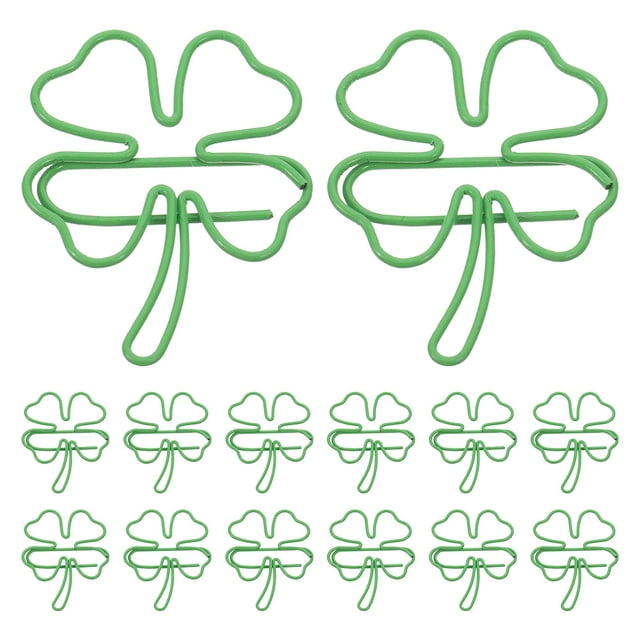 Shisuyan 30pcs Cute Four-Leaf Clovers Paper Clips Aesthetic Paperclips Office Supplies Decorative Paperclips Multi-Function Paper Clips for Bookmarks Notes Photos