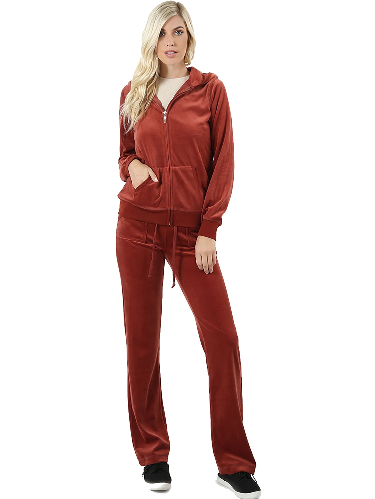 Sweatsuit Jogging Tracksuit Velour Set for Women Zip Up 2 Piece Hoodie