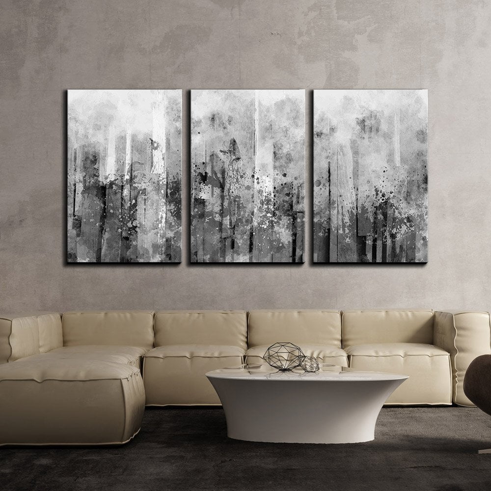 wall26 3 Piece Canvas Wall Art Abstract Black and White
