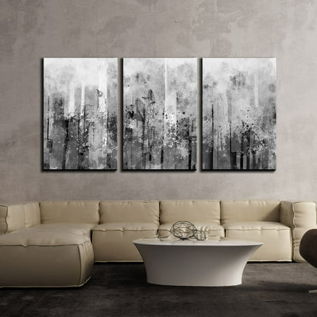 wall26 3 Piece Canvas Wall Art - Abstract Black and White Splash