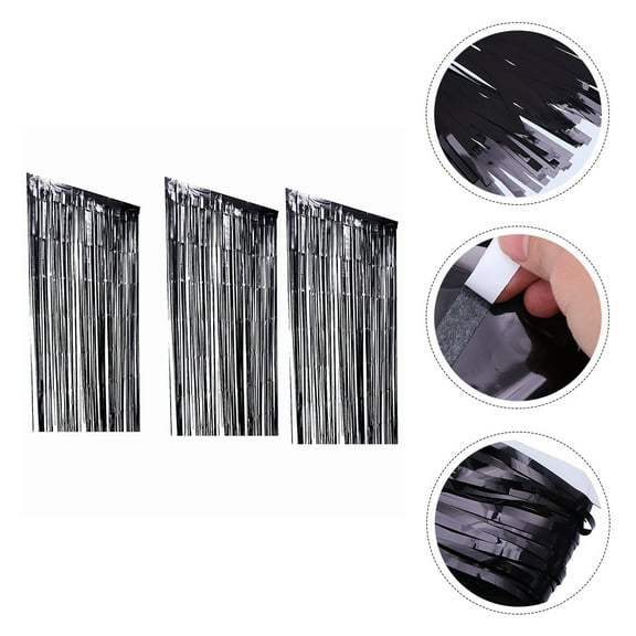 UNOMOR 3Set  Home Decor Black Plastic Window Curtain for Indoor Use