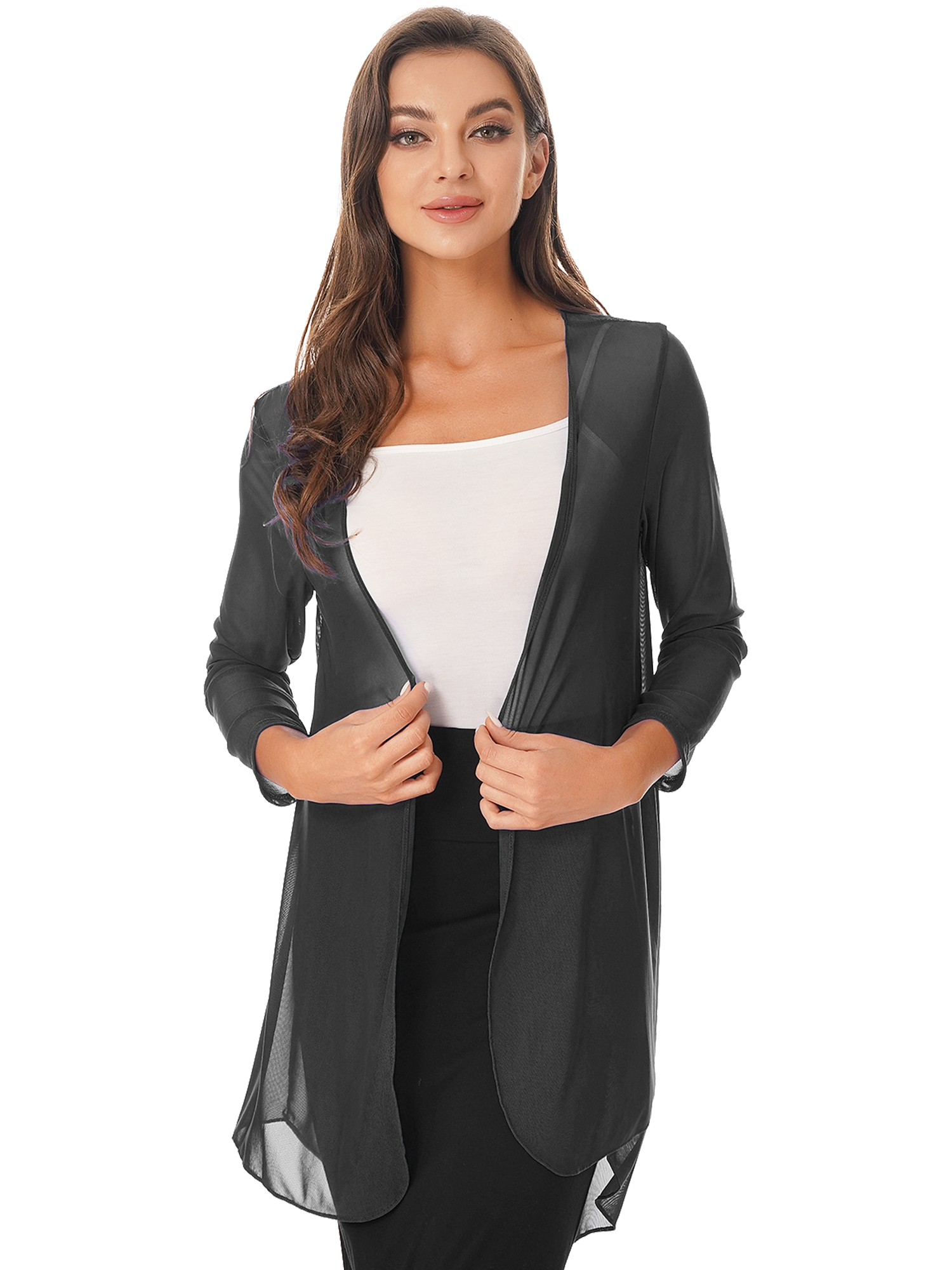 Draped Ruffles iEFiEL Womens Casual Plus Size Chiffon Shrug Cardigan Draped Ruffles ...