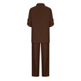 thumbnail image 5 of YI YI 2 Piece Cotton Linen Outfits for Women Summer Dressy Business Work Suits Streetwear Button Down Tops and Pants Suit L Brown, 5 of 5