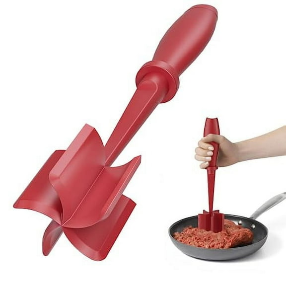 Meat Chopper,Upgrade Hamburger Smasher,Premium Heat Resistant Meat Masher for Ground Beef,Ground Turkey and More,Non Stick Mix Grinder-Red