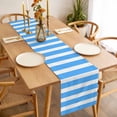 thumbnail image 3 of Blue Striped Table Runner - 72 Inch Long, Kitchen Dining Table Runner Dresser Scarves, Modern Simple Monochrome Geometric White Farmhouse Decor for Coffee Tables Wedding Party Banquet, 3 of 8