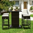 thumbnail image 3 of GVN 5 Pieces Patio Rattan Bar Table Stool Set Hidden Storage Shelf Cushioned-White, 3 of 10