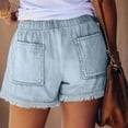 thumbnail image 6 of Nestiefly Womens Lightweight Shorts Casual Baggy Trendy Hot Pants Elastic Waist Drawstring Comfy Shorts with Pockets Light Blue M, 6 of 8