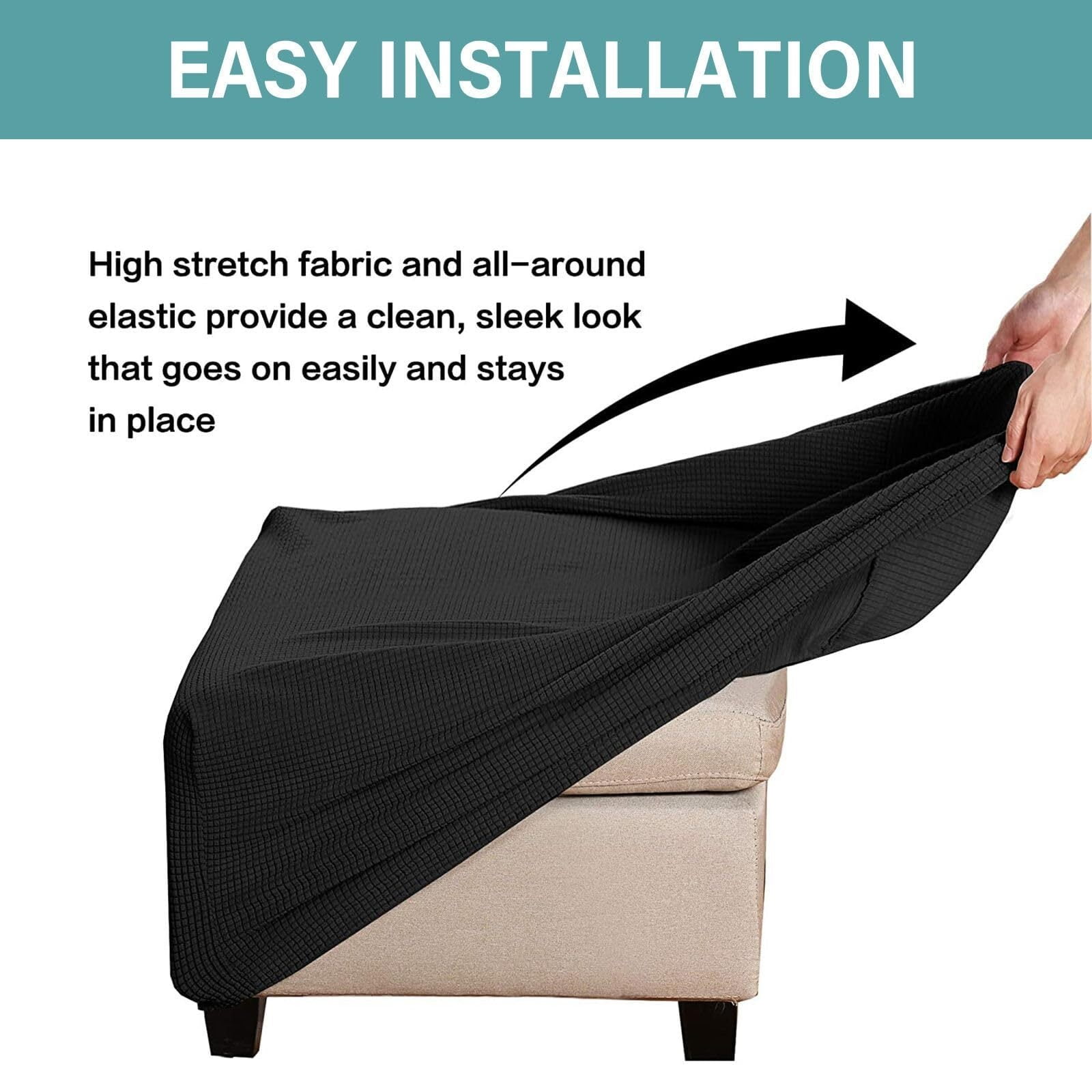LKJYER Chair Slipcover with Ottoman Cover, Stretch Sofa Cover with Ottoman Slipcovers Removable Washable Armchair Covers Non Slip Furniture Protector