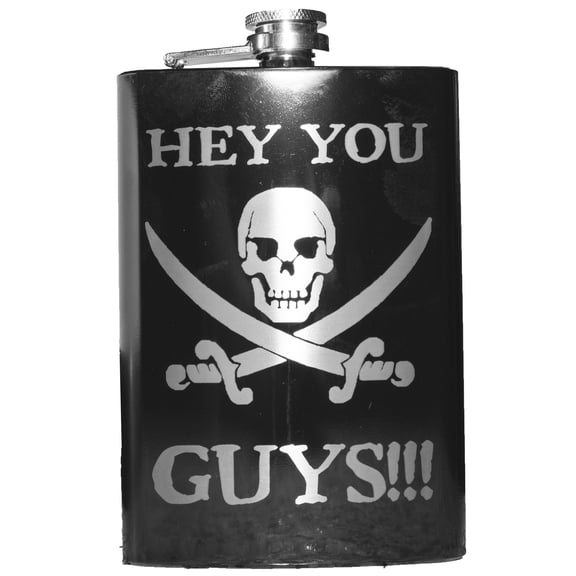 Hip Flask Plus Stainless Steel 8oz Flask - Black Hey You Guys
