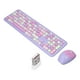 thumbnail image 5 of Combinación de teclado y mouse inalámbricos retro multicolor 2.4G, cubierta silenciosa, púrpura, 5 of 10