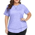 thumbnail image 1 of Swstbby Soldes d'Été! Hauts d'Été pour Femmes Grande Taille, T-Shirt à Manches Courtes Col Rond Décontracté Violet TTTG, 1 of 4