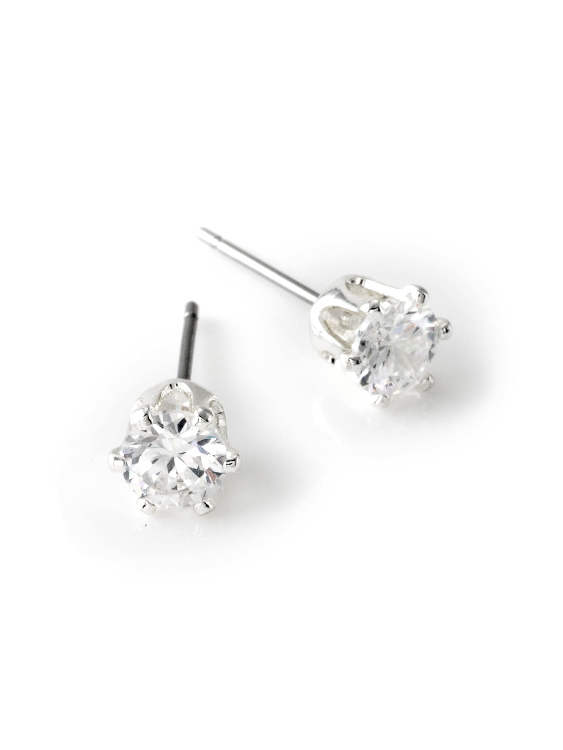 2pcs 7mm CZ wedding jewelry 2pcs Cubic Earrings NP-1480 Nickel Free Gold plated 925 sterling silver post