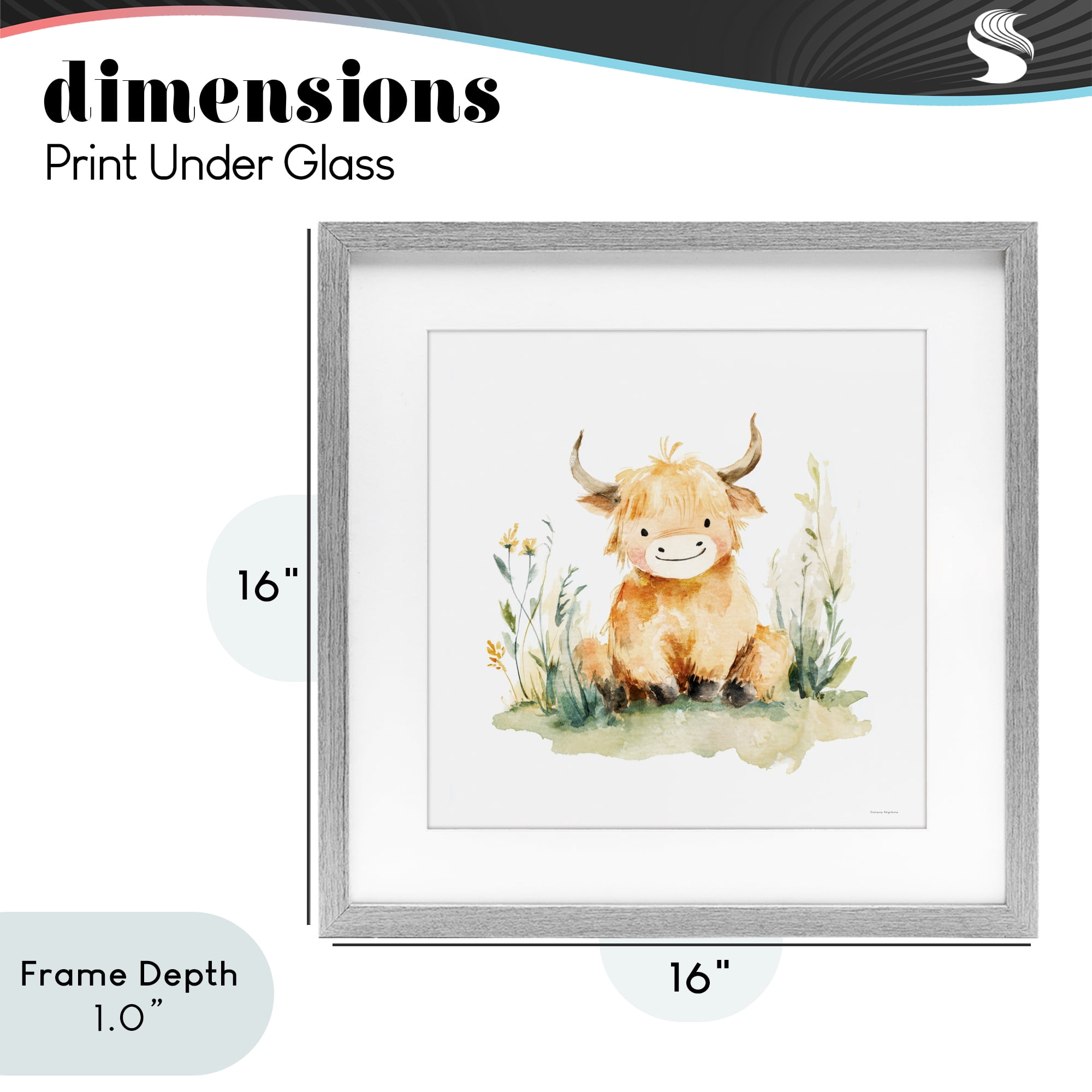 Stupell Industries Little Highland Calf Gray Framed Print Under Glass, design by Svetlana Aleynikova
