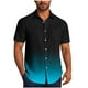 thumbnail image 2 of Blusa y camisa de manga corta con cuello vuelto para hombre, blusa informal de moda con cuello vuelto, estampado degradado, camisa de manga corta con botones, blusa de poliéster para hombre, 2 of 6