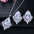 thumbnail image 6 of Cubic Zirconia Big Teardrop Necklace Earring Set Women Silver Plated Red Jewelry, 6 of 9