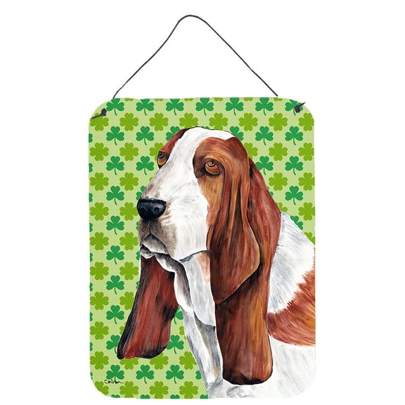 Carolines Treasures SC9292DS1216 Basset Hound St. Patricks Day Shamrock Portrait Wall or Door Hanging Prints 12WX16H
