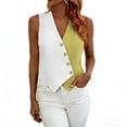 thumbnail image 2 of gbyLJF Womens Summer Vest Tops V Neck Button Up Sleeveless Blazers Casual Waistcoat Business Slim Fitted Blazer vest, 2 of 7