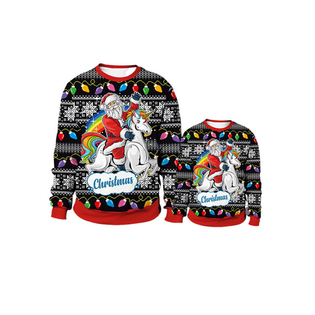 

Ma&Baby Family Matching Tops Christmas Cartoon Patterns Round Neck Long Sleeve Pullover for Adults Kids