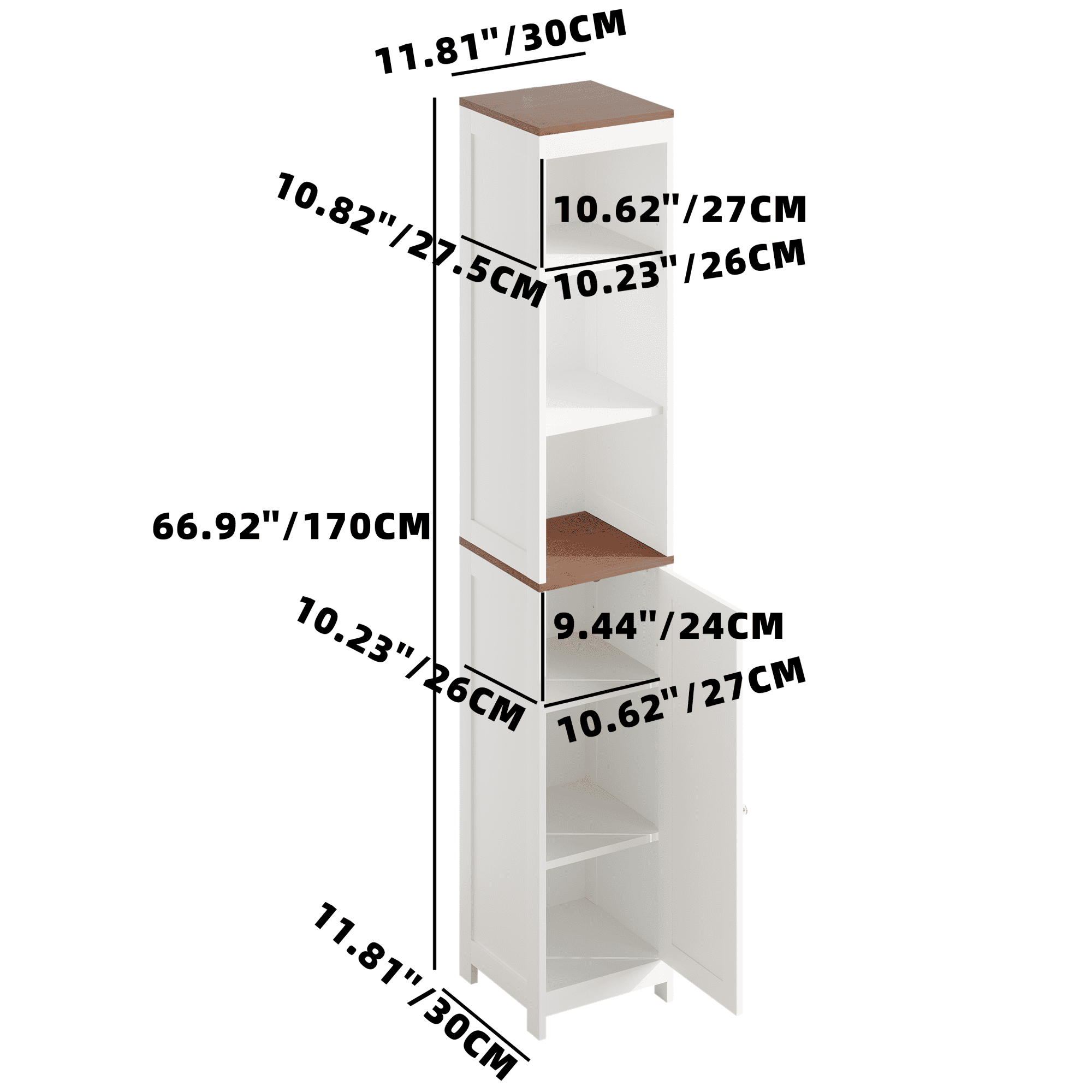 Tall Bathroom Storage Cabinet,Narrow Bathroom Storage,Freestanding Linen Tower with Open Shelves,Floor Cabinet Organizer for Bathroom,Small Spaces,White