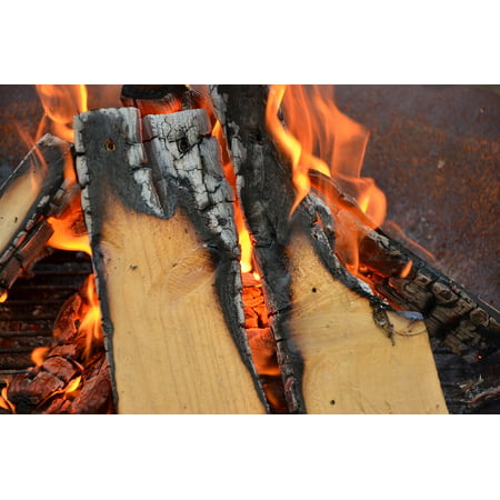 Canvas Print Fire Burn Heat Hot Campfire Wood Stretched Canvas 10 x (Best Wood To Burn For Heat)