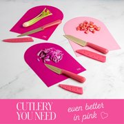 Paris Hilton 20-Piece Cutlery Set, High-Carbon Stainless Steel Blades, Faceted Glitter Handles, Blade Guards & Cutting Mats, Pink