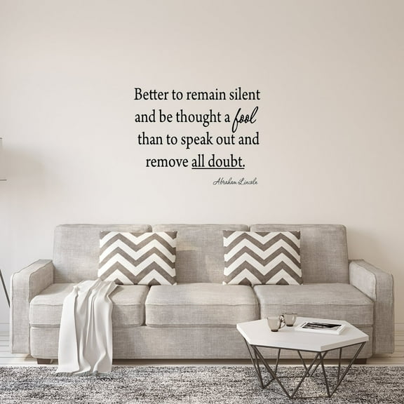 VWAQ Better to Remain Silent and Be Thought a Fool, Vinyl Wall Decal Abraham Lincoln Quote (19"H x 22"W Black)