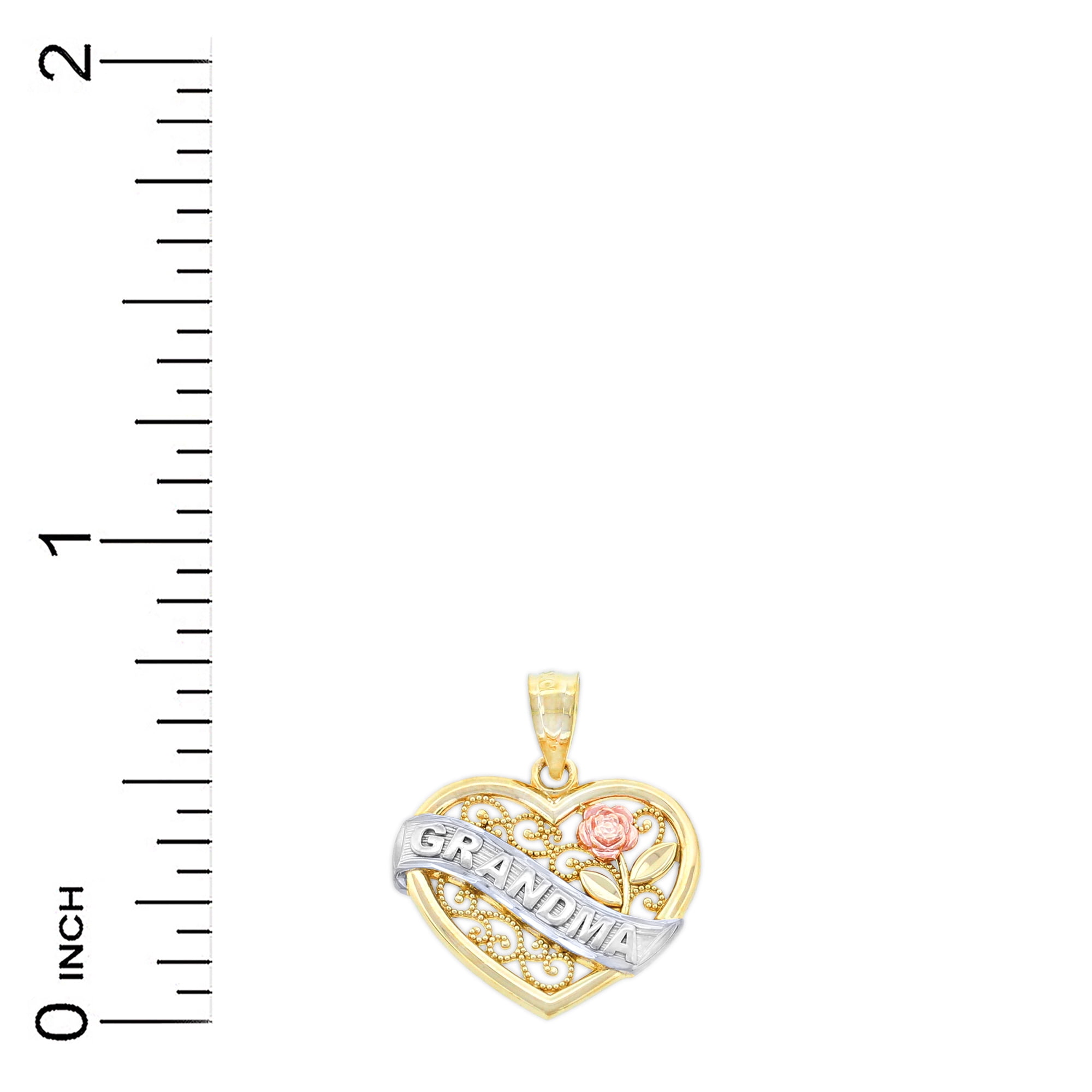 Charm America - Gold Grandma Banner in Heart Charm - 10 Karat Solid Gold
