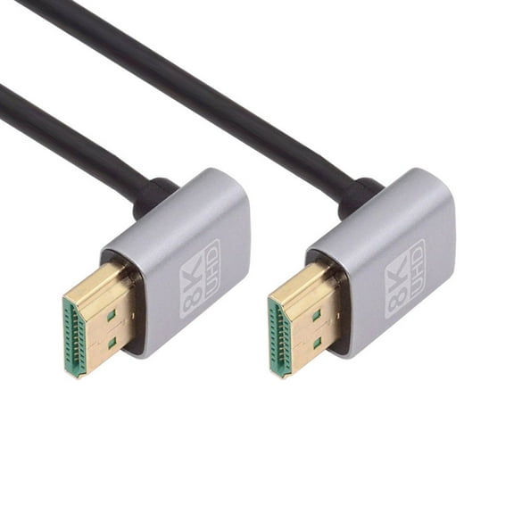 FVH HDMI 2.1 Ultra Thin HDTV Cable 8K 4K Hyper Super Flexible Slim Cord Up Angled to Up Angled 90 Degree Type-A for Computer HDTV